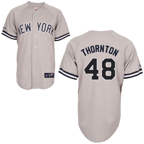 Matt Thornton #48 MLB Jersey-New York Yankees Men's Authentic Replica Gray Road Baseball Jersey